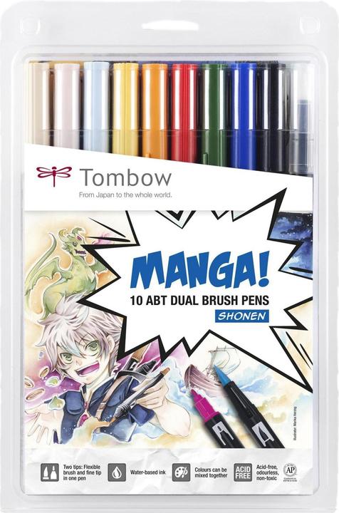 Immagine prodotto Tombow Penne in fibra Manga Shonen (Multicolore, 10 x)