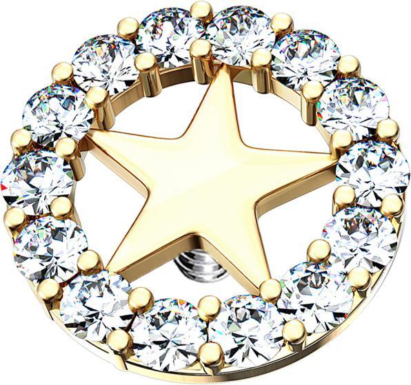Produktbild Star Piercing Dermal Anchor 14k vergoldet Sternkreis silber (Chirurgenstahl 316L, Messing)