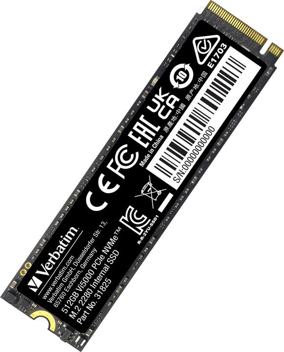 Image du produit Verbatim Vi5000 SSD M.2 512GB PCIe4 NVMe 31825 (512 Go, M.2 2280)