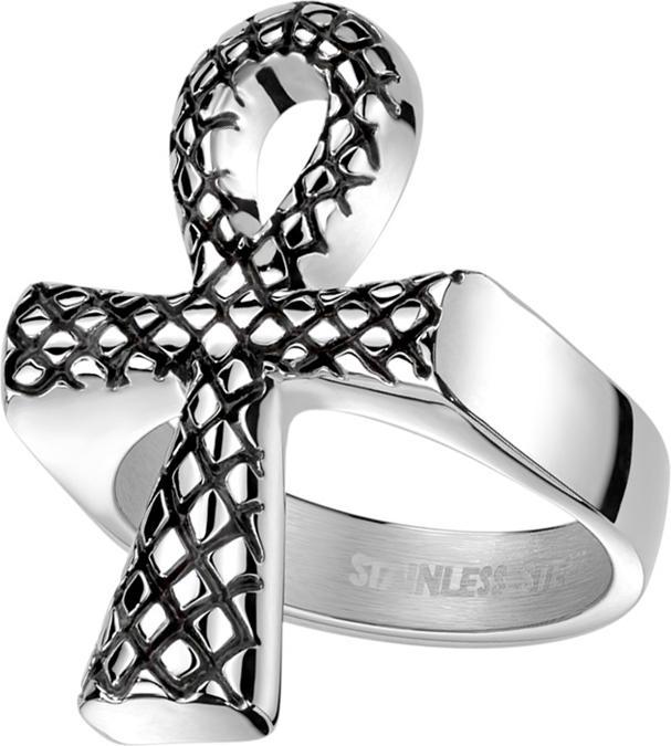 Produktbild Star Piercing Ring silber Kreuz mit Schlangemuster (Chirurgenstahl 316L, ohne Messing)