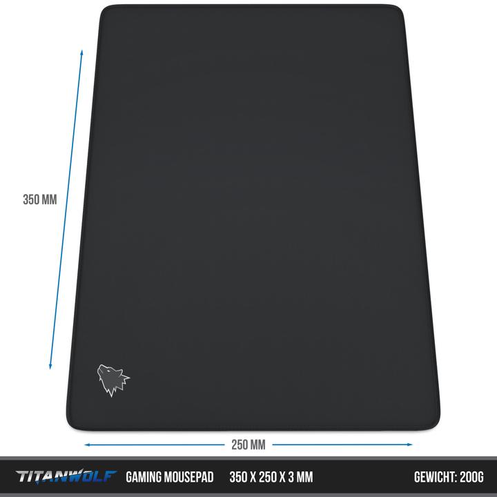 Produktbild Titanwolf Gaming Mauspad, Speed Gaming Mausmatte 250 x 350mm mit gummierter Rückseite, kleines Wolfsmotiv (L)