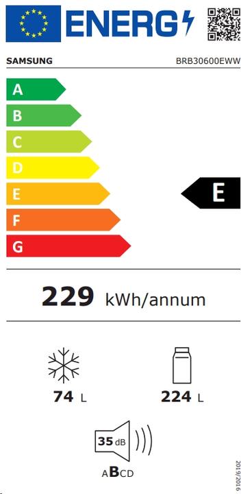 Etichetta energetica Samsung BRB30600EWW Frigorifero Combinato da Incasso capacita'297 (298 l)