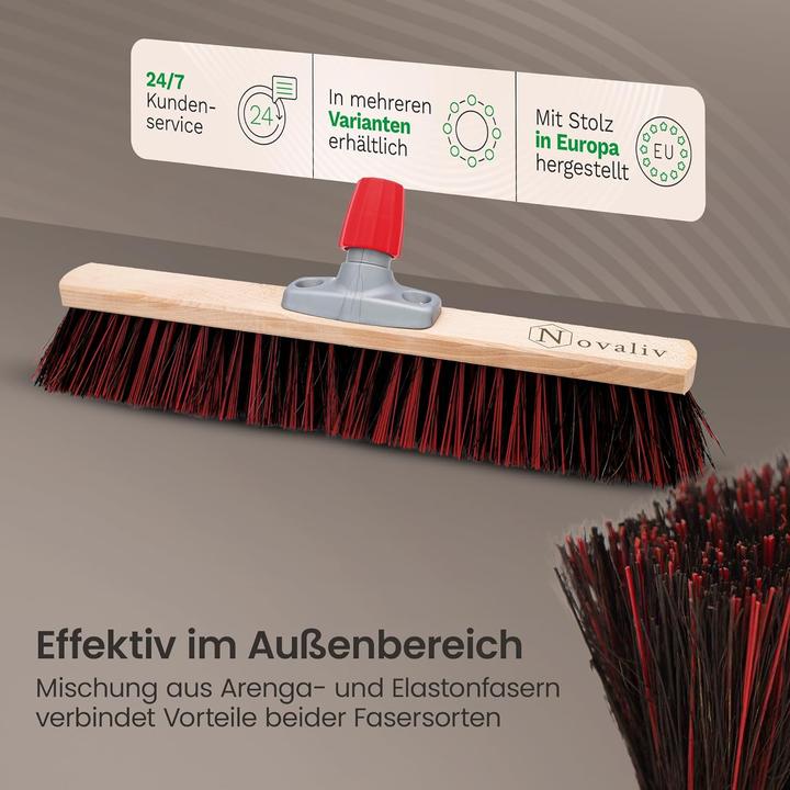Immagine prodotto Novaliv Kehrgarnitur I Kehrbesen Arenga-Elaston 50 cm Hofbesen I Strassenbesen Industriebesen Gartenbesen (1 pz.)