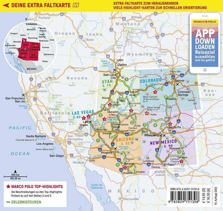Produktbild Reiseführer USA Südwest, Las Vegas, Colorado, New Mexico, Arizona, Utah (Deutsch, Karl Teuschl, 2022)