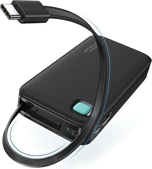 Image du produit Usams Powerbank ze zwijanym kablem USB-C Retractable 10000 mAh PD 20W Fast Charge XY Series czarny/b (10000 mAh, 50 W, 50 Wh)