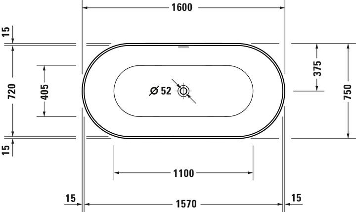 Produktbild Duravit DuraKanto Badewanne (249 l, 160 cm, 75 cm)