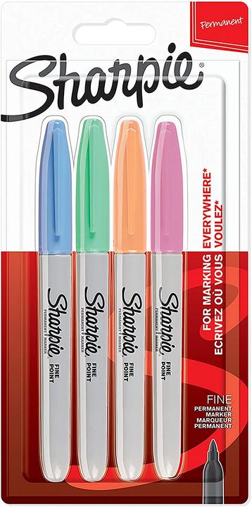 Actual product image Sharpie Marker Fine Round Tip F 4s Pastel Colors (Orange, Green, Blue, Pink, 0.90 mm, 4 x)