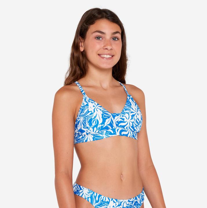 Image du produit Olaian Haut de maillot de bain surf Fille - Lizy cobe bleu et blanc (8, 9, 10)