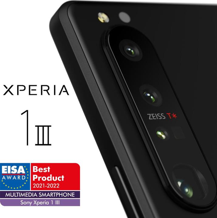 Image du produit Sony Xperia 1 III (256 Go, Noir, 6.50", Double SIM hybride, 12 Mpx, 5G)