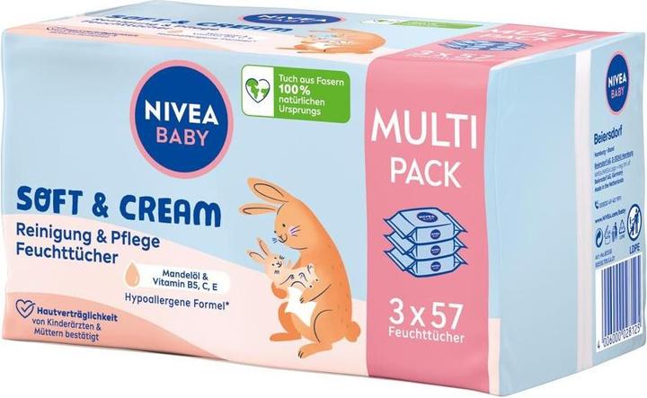 NIVEA Soft & Cream wet wipes trio (171 Piece)