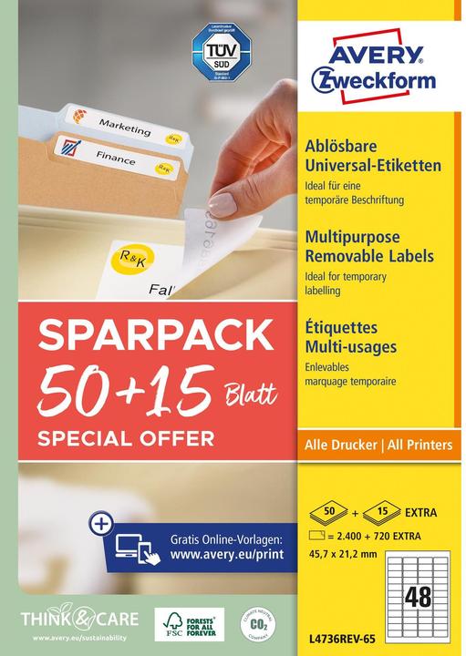 Actual product image Avery Universal labels