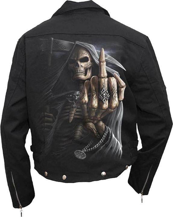 Actual product image Spiral Unisex Adult Bone Finger Lined Biker Jacket (S)