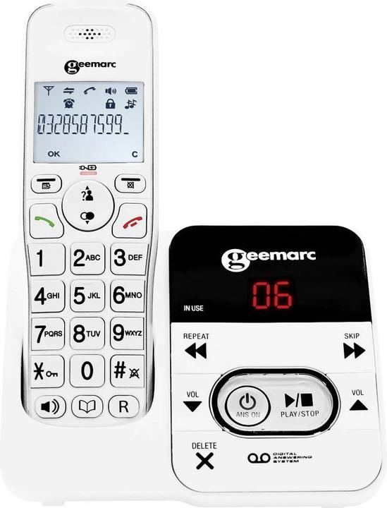 Actual product image Geemarc AMPLIDECT 295 Cordless telephone for seniors Answering machine Illuminated display White
