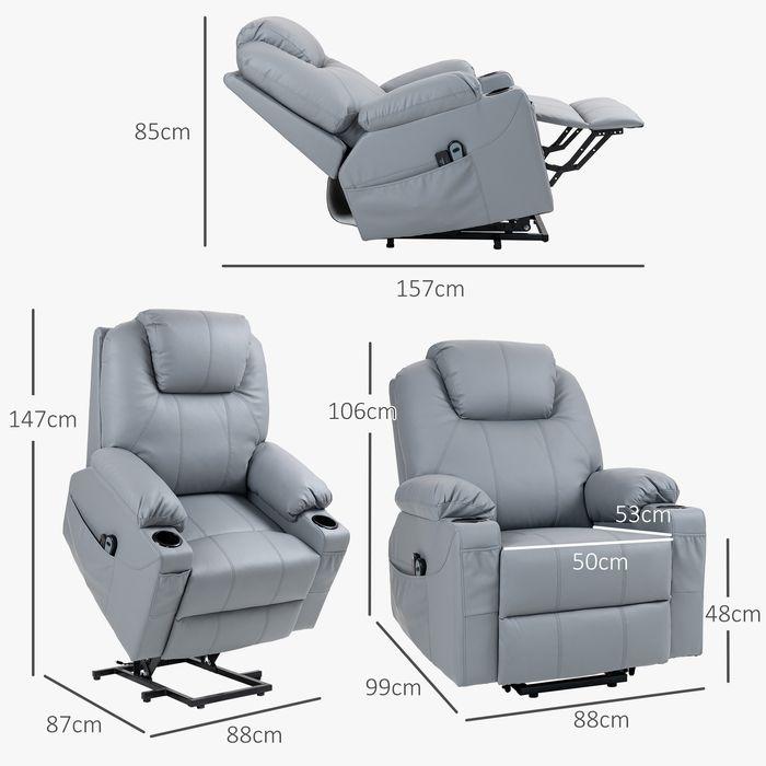Actual product image Swisshandel24 TV armchair stand-up aid electric massage function reclining function remote control grey