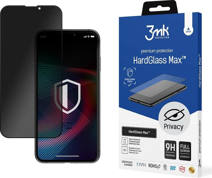 3MK Apple iPhone 13/13 Pro/14 - HardGlass Max Privacy? (1 Stück, Apple iPhone 13)