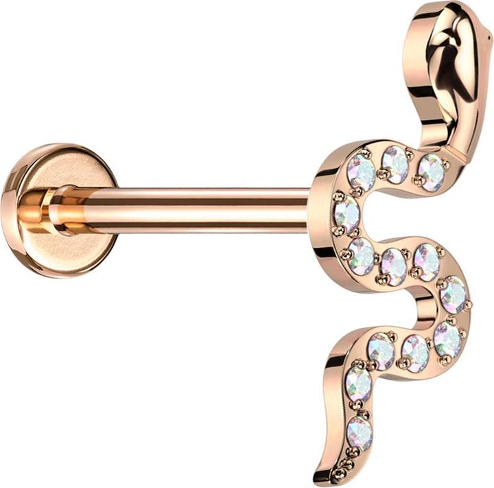 Immagine prodotto Star Piercing Micro Threadless Labret rosegold snake rosegold cristalli multicolore (senza ottone, Titanio G23)