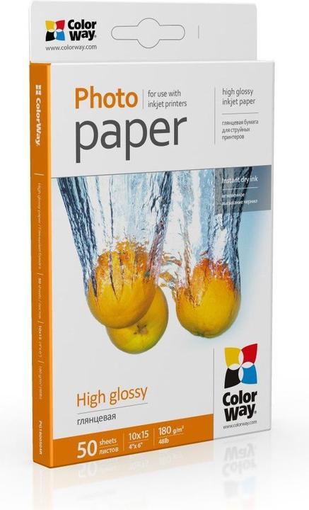 Actual product image Colorway High Glossy Photo Paper, 50 Sheets, 10x15, 180 g/m² (180 g/m², 10 x 15 cm, 50 x)