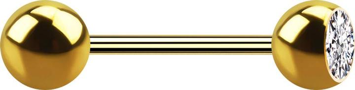 Produktbild Star Piercing Micro Barbell vergoldet mit Kugel und Kugeln Kristall silber (ohne Messing, Chirurgenstahl 316L)