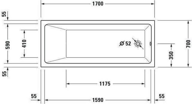 Produktbild Duravit Rechteck-Badewanne VERO AIR Einbauversion 1 RS 1700x700mm weiss (115 l, 170 cm, 70 cm)