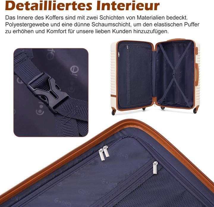 Produktbild Coolife 3-teiliges Reisegepäck-Set (93 l, Handgepäck (bis 50l), L (90 - 115l))