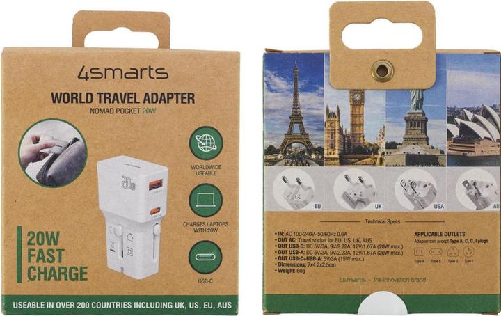 Actual product image 4smarts Nomad world travel adapter