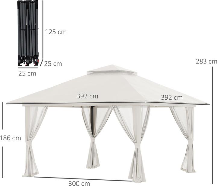 Immagine prodotto Outsunny Padiglione pieghevole con rete (392 cm, 392 cm)
