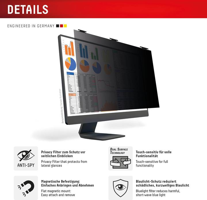 Image du produit Displex Privacy Safe, Desktop Monitor Blickschutzfilter (24", 16 : 10)