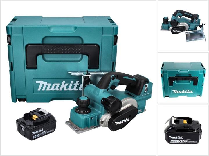 Actual product image Makita DKP 181 T1J Cordless planer 82 mm 18 V brushless + 1x rechargeable battery 5.0 Ah + Makpac -