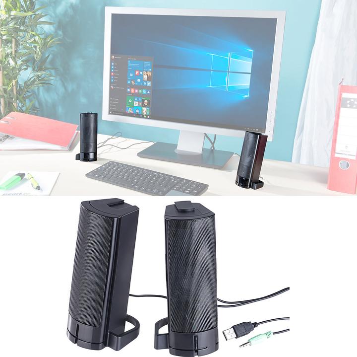 Produktbild Auvisio 2in1-PC-Stereo-Lautsprecher und Soundbar