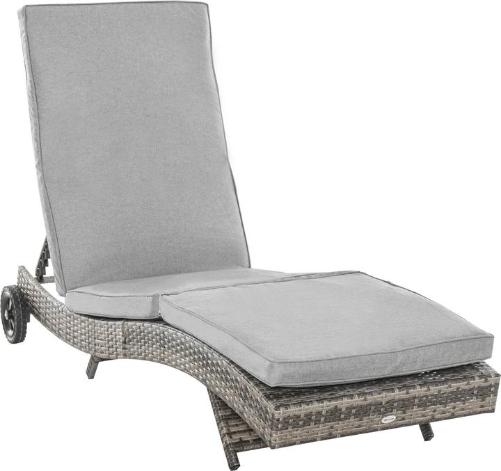 Image du produit Outsunny Chaise longue de jardin avec roulettes (207 cm)