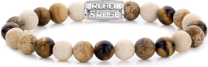 Actual product image Rebel & Rose Bracelet Autumn Love RR-80063-S-L+ Unisex (19.50 cm, Tiger's eye, Stainless steel, Fossil)