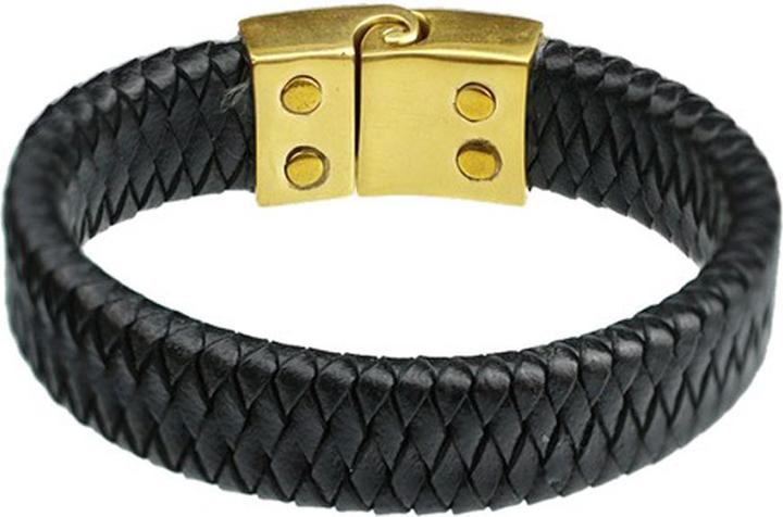 Produktbild Star Piercing Lederarmband schwarz geflochten Raute (21 cm, Leder, Messing)