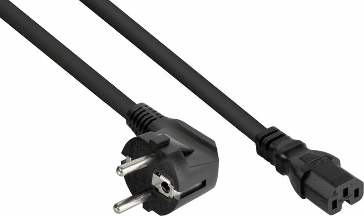 Produktbild Kabelmeister Netzkabel Schutzkontakt-Stecker Typ E+F (90° gew.) an Warmgeräte-Buchse C15, schwarz (0.50 m)