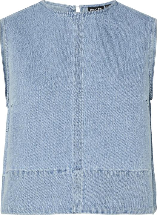 Pieces PCFLORA ÄRMELLOSES DENIM Oberteil