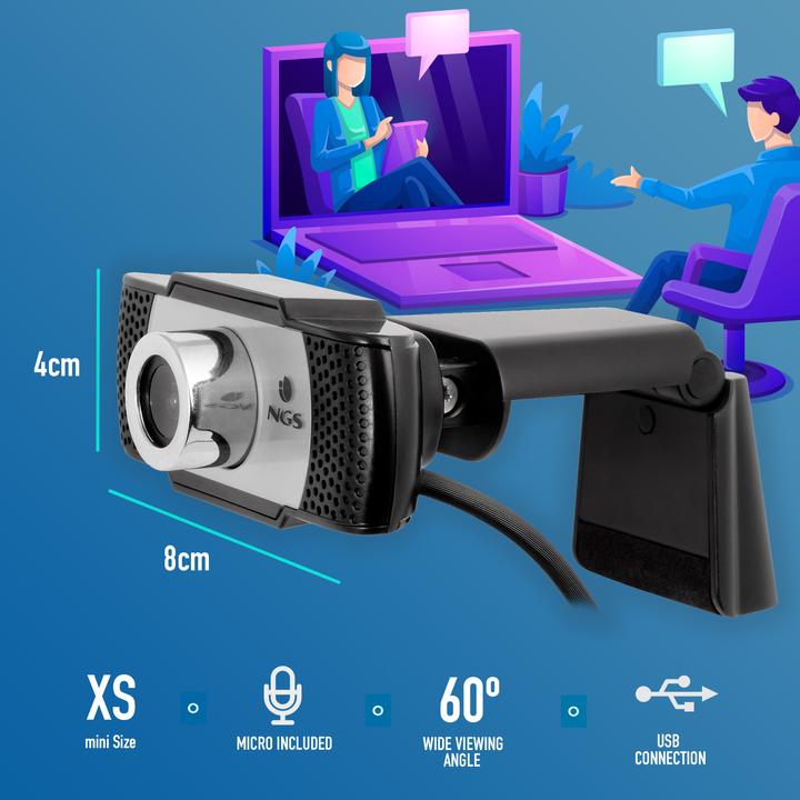 Actual product image NGS XpressCam720 Webcam 1280 x 720 Pixel USB 2.0 Black (0.90 Mpx)
