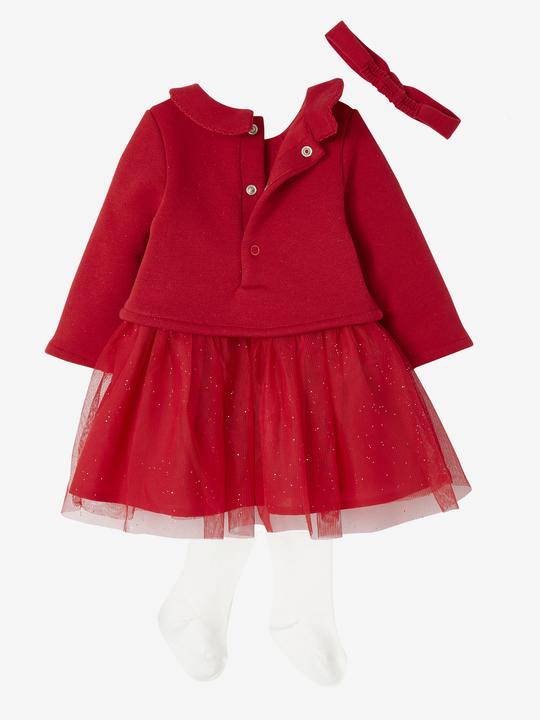 Actual product image Vertbaudet Christmas baby set: dress, hairband & tights (74)