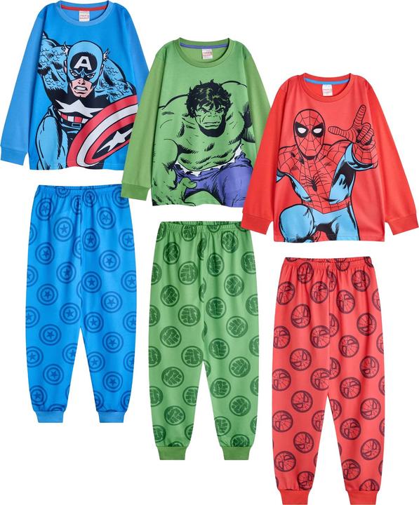 Marvel Schlafanzug mit langer Hose Jungen(3erPack) Langärmlig