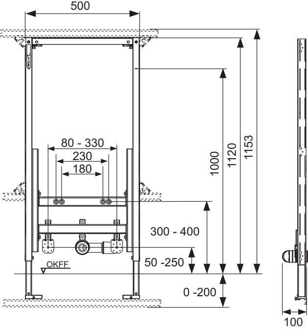 Immagine prodotto TECE Modulo bidet TECEprofil altezza 1120 mm per bidet a parete 9330000