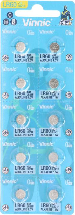 Actual product image Vinnic 10 pieces AG1 disposable alkaline battery type G1, AG1, L621, LR60 (10 pcs., LR621., 22 mAh)