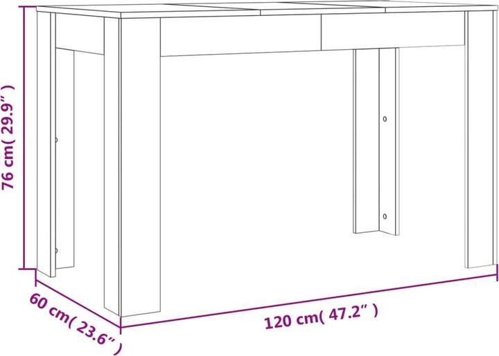 Actual product image VidaXL Esstisch Räuchereiche 120x60x76 cm Holzwerkstoff,Farbe (120 x 60 x 76 cm)
