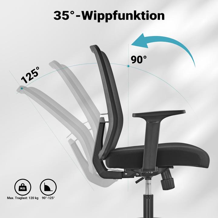 Image du produit Wiltec Chaise de bureau ergonomique avec soutien lombaire 120 kg Chaise de bureau