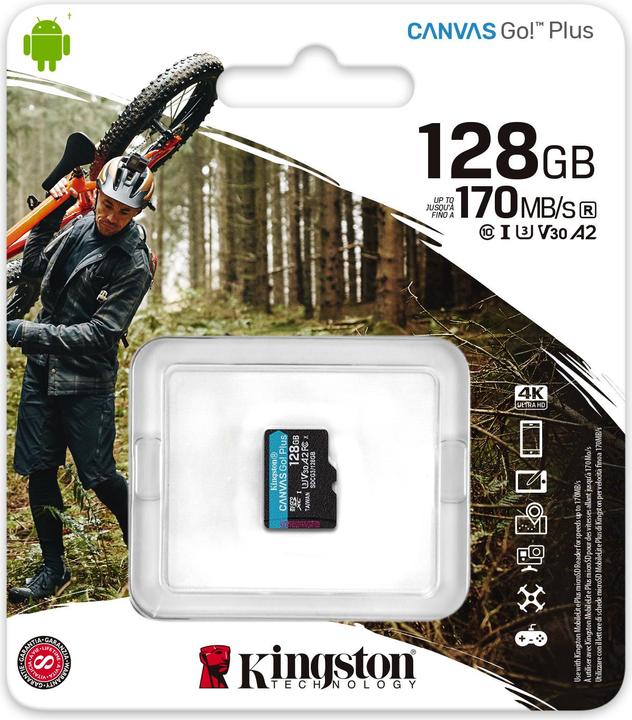 Image du produit Kingston Canvas Go Plus (128 Go, microSDXC, U3, UHS-I)