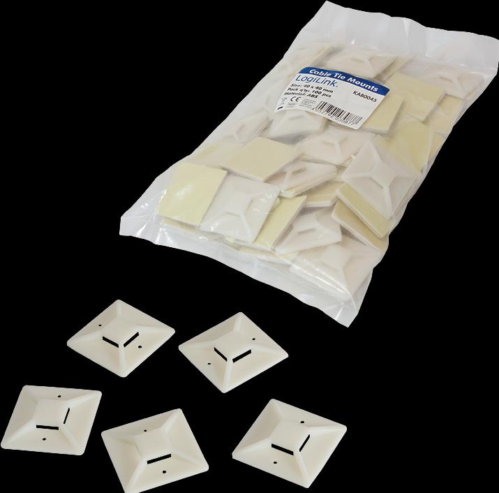 Produktbild LogiLink Kabelbinderhalterungen, selbstklebend, Kabelbinderaufnahme: (Kunststoffkabelbinder, 40 mm, 100 Stk.)