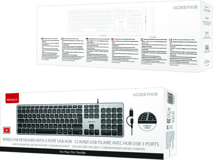 Produktbild Macally UCZKEYHUB Tastatur mit CH Layout - Elegante (CH, Kabelgebunden)