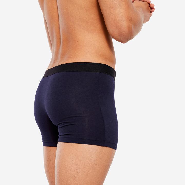 Produktbild Domyos Boxershorts Herren Baumwolle 3er-Pack - schwarz/grau/blau (XL, 3er Pack)