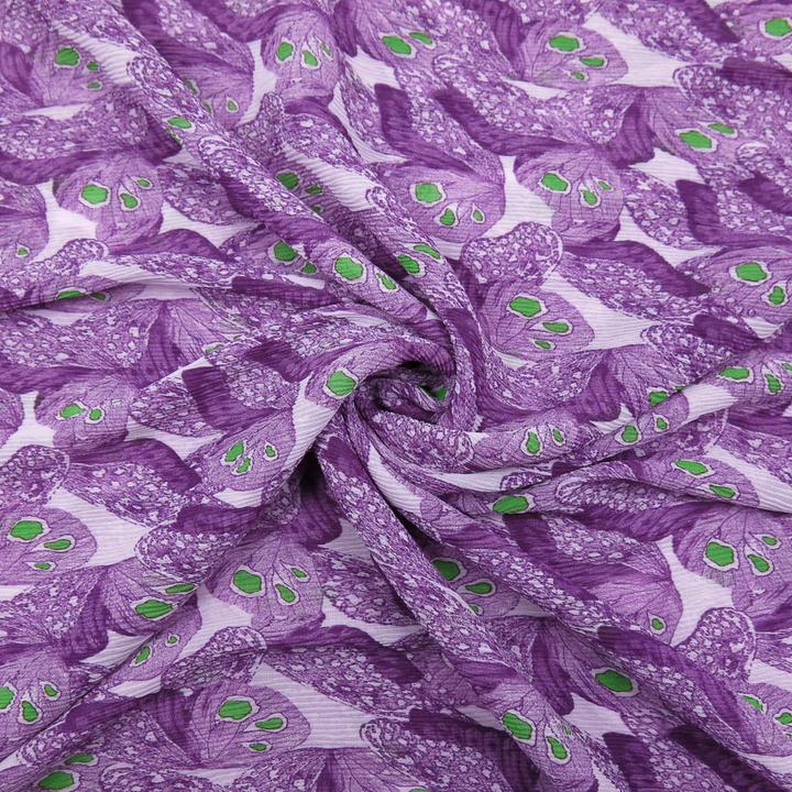 Immagine prodotto Stoffrestposten Chiffon plissettato - Farfalle Viola - Quantità minima: 1 metro