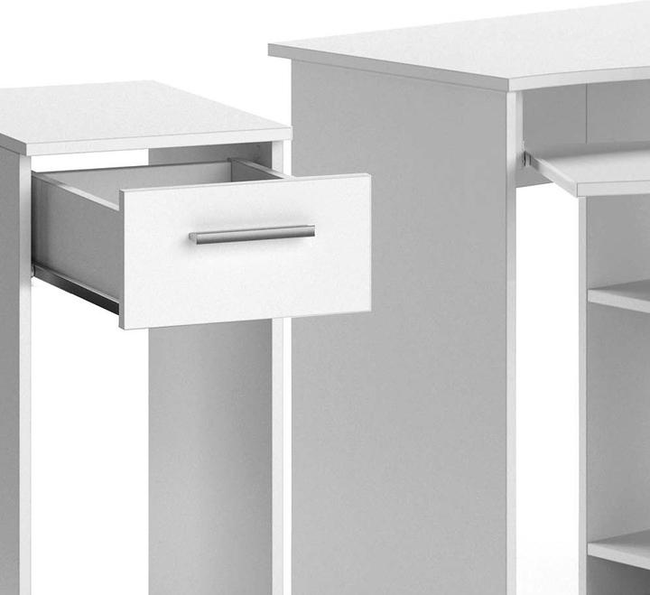 Produktbild Vicco Eckschreibtisch Odin, Weiss, 83 x 76 cm Set mit PC-Schrank