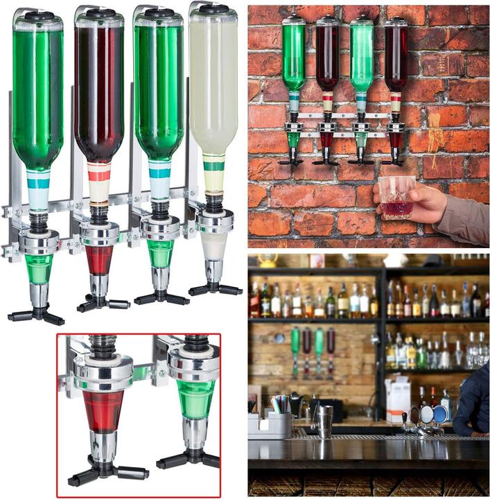 Immagine prodotto Relaxdays Set di 4 portabottiglie e dispenser da montare a parete (Frusta cocktail)