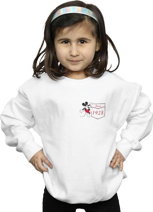 Actual product image Disney Girls Mickey Mouse Faux Pocket Since 1928 Sweatshirt (140, 146)