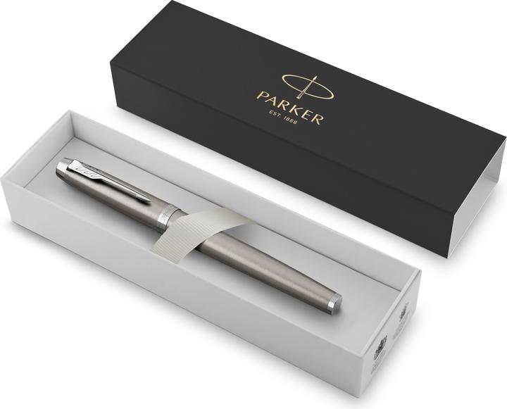 Actual product image Parker Fountain pen IM Brushed Metal C.C. M (Stainless steel, Black, 1 x)
